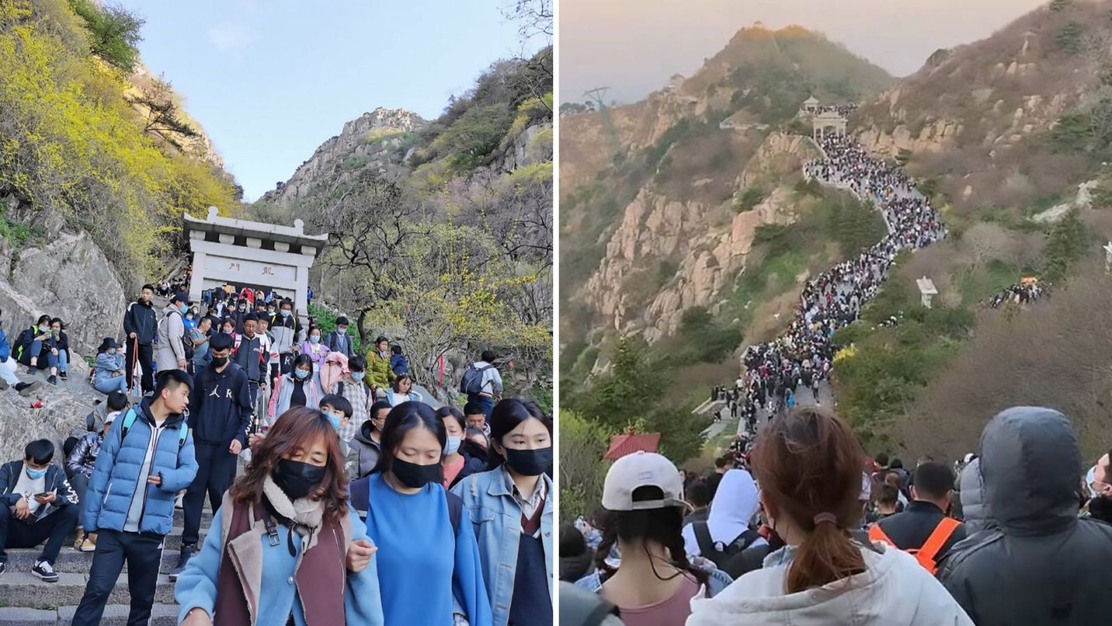 Hampir 30 Ribuan Turis Padati Gunung Tai Saat Hari Buruh di China. Duh, Rame Banget Tuh!