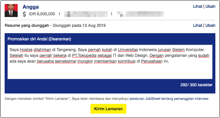 contoh kalimat mempromosikan diri di jobstreet