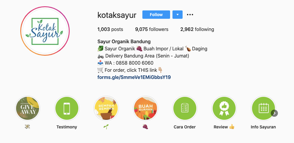 5 Akun Instagram Toko Online Buat Beli Sayur, Daging, dan Buah-buahan di Bandung. Anti Ribet~