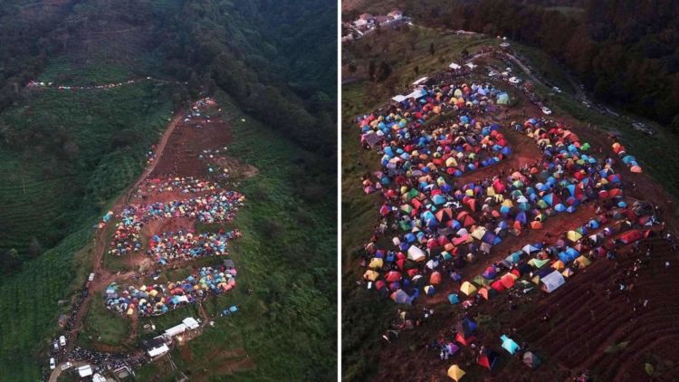 Di Tengah PSBB, Ratusan Pendaki Membanjiri Bukit Alas Bandawasa di Bogor Tanpa Social Distancing!