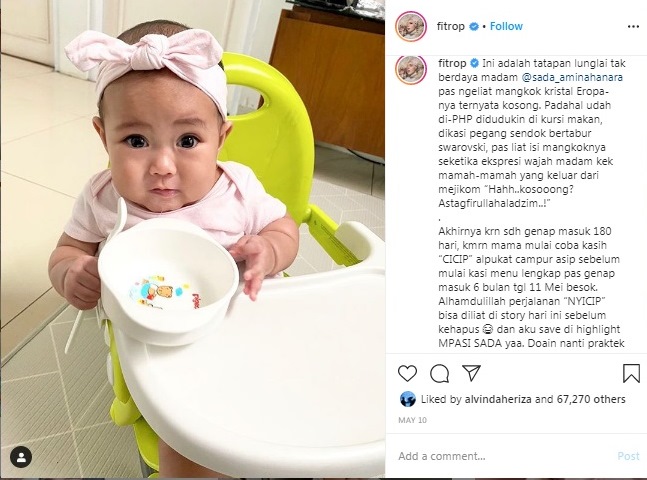 Terniat, Begini Caption Instagram Fitrop buat sang Anak. Kasih Sayang yang Dibalut dengan Tawa~