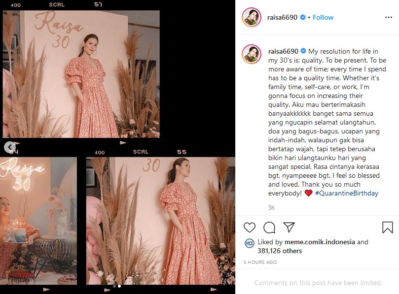 Rayakan Usia ke-30, Raisa Dibikin Terharu sama Hamish Daud. Seharian Dimasakin Suami!