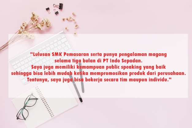 contoh kalimat mempromosikan diri di jobstreet