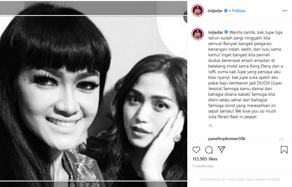 Tepat 3 Tahun Kepergian Julia Perez, para Sahabat Kenang Sosoknya Semasa Hidup. Baik Banget!