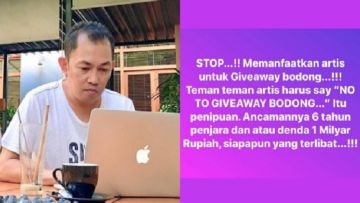 Semakin Marak Giveaway Bodong, Penulis Naskah Andi Atthira Peringatkan para Artis dan YouTuber