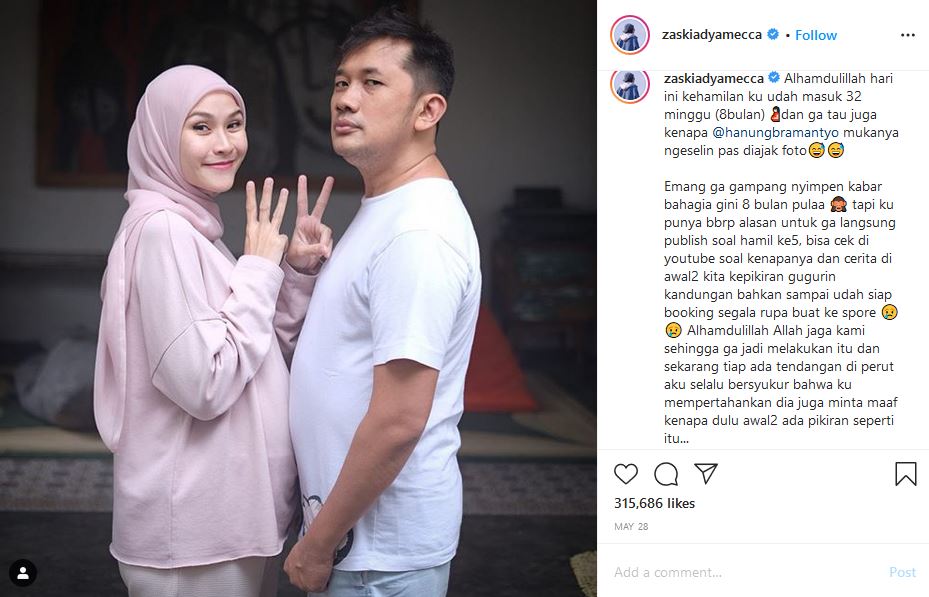 Selamat! Zaskia Mecca Lahirkan Anak Ke-5 Berjenis Kelamin Laki-Laki. Namanya Nggak Kalah Keren!