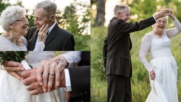 Pasangan Bagikan Foto Ultah Pernikahan ke-60 dengan Baju Pengantin, Intip Kunci Awet Uwunya!