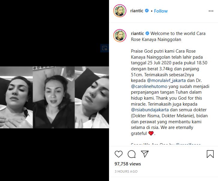 10 Tahun Menikah, Rianti Cartwright Umumkan Kelahiran Buah Hati Pertamanya. Selamat!