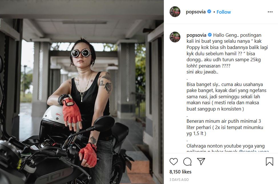 Berhasil Turunkan Berat Badan 25 Kg Pasca Melahirkan, Poppy Sovia Beberkan Rahasianya