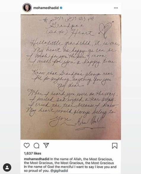 Gara-Gara Surat Manis sang Ayah untuk Calon Cucunya, Gigi Hadid Disebut Udah Lahiran