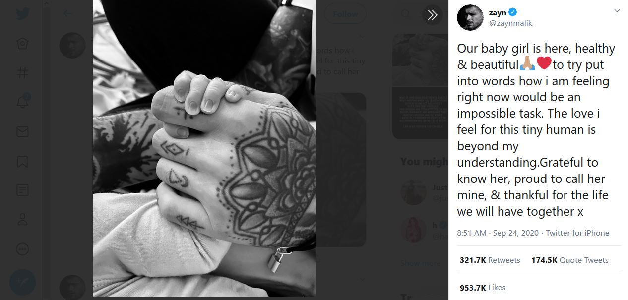 Selamat! Zayn Malik dan Gigi Hadid Akhirnya Sambut Kelahiran Bayi Perempuan Mereka