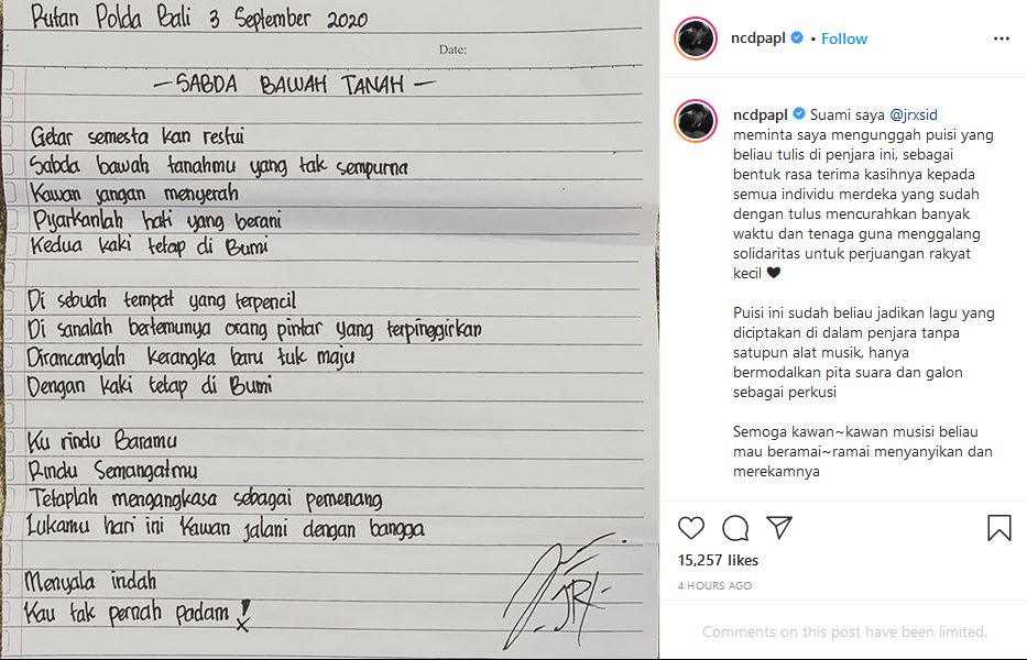 Mendekam di Penjara, Jerinx SID Justru Makin Berkarya dan Berhasil Tulis Sebuah Lagu