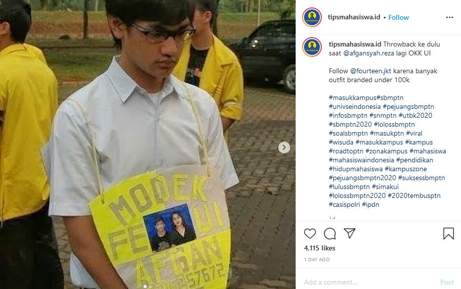 Foto Afgan Saat Ospek Kuliah 13 Tahun Lalu Kembali Jadi Perbincangan, Warganet: Masih Polos Banget!