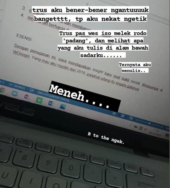 Begini Jadinya Kalau Mata Ngantuk Dipaksa Ngerjain Tugas. Typo Kacau, Nggak Ketulungan! :D