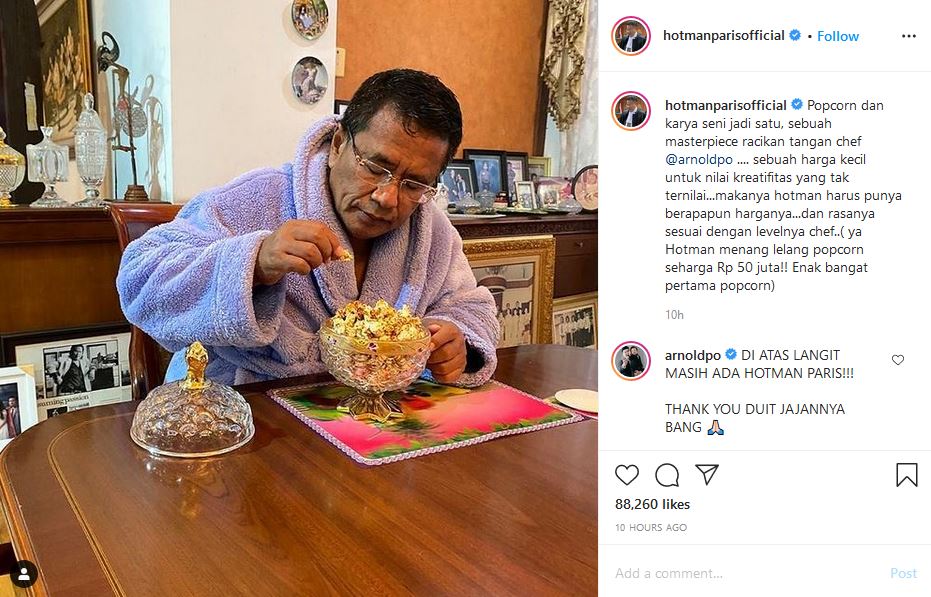 Di Atas Langit Masih Ada Hotman Paris! Cuma Dia yang Mau Beli Popcorn Emas Chef Arnold Rp50 Juta!