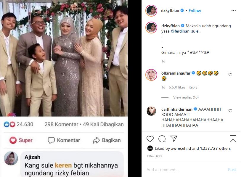 Kocak Abis! Hadir dan Nyanyi di Pernikahan Sule, Rizky Febian: Terima Kasih Sudah Mengundang