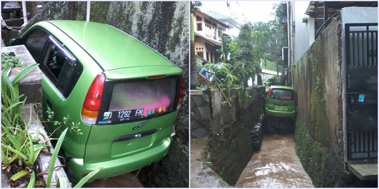 11 Potret Kendaraan Nyangkut di Tempat yang Nggak Semestinya. Kenapa Bisa Sampai Kayak Gitu, ya?