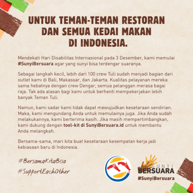 Burger King®Indonesia Kampanyekan Kesempatan Kerja Bagi Penyandang Disabilitas Lewat Surat Terbuka