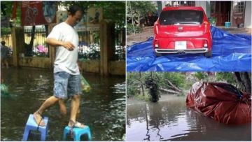 11 Potret Mitigasi Bencana Paling Lawak Saat Banjir Melanda. Gambaran Orang Kelewat Santai nih