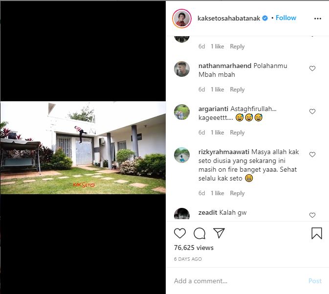 Kak Seto Parkour Naik Atap Rumah, Warganet Takjub: Masih Energik dan Lincah, ya Bund