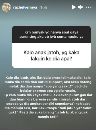 Penuhi Permintaan Warganet, Rachel Vennya Jawab Serba-serbi Parenting di IG Story. Ini Detailnya!