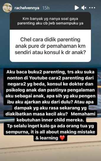Penuhi Permintaan Warganet, Rachel Vennya Jawab Serba-serbi Parenting di IG Story. Ini Detailnya!