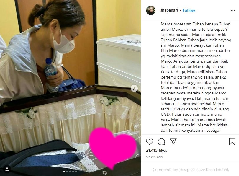 Mencoba Ikhlas atas Kepergian Marco Panari, Angela Gilsha: Sekarang Adikku Sudah Jadi Abu