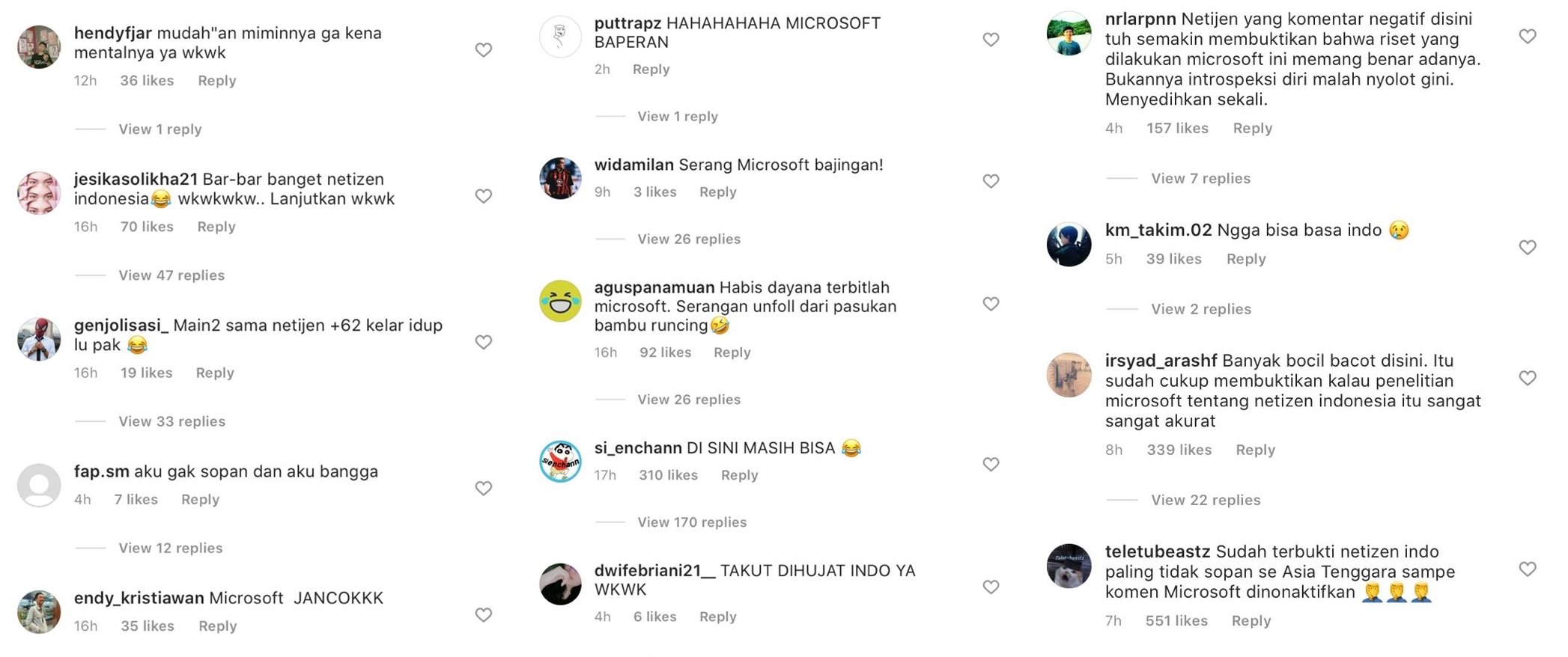 Warganet Indonesia Disebut Paling Nggak Sopan, Akun Microsoft Diserang. Sampai Tutup Komentar!