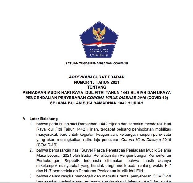 Tambah Aturan Baru, Pemerintah Putuskan Peniadaan Mudik 2021 Diperpanjang. Ini Ketentuannya