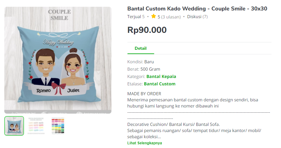 Bantal Wedding Kado Pernikahan untuk Sahabat