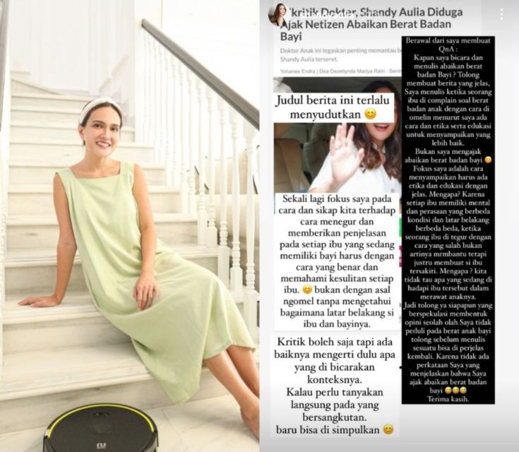 Bantah Tudingan Ajak Warganet Abaikan BB Bayi, Shandy Aulia Beri Penegasan Agar Tak Salah Sangka