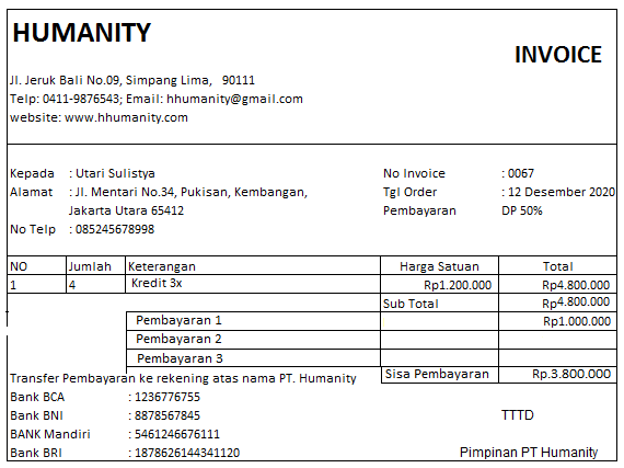 contoh invoice tagihan