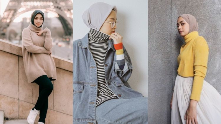 7 Trik Padu Padan Turtleneck untuk yang Berhijab ala Seleb Indonesia. Santun dan Berkelas!