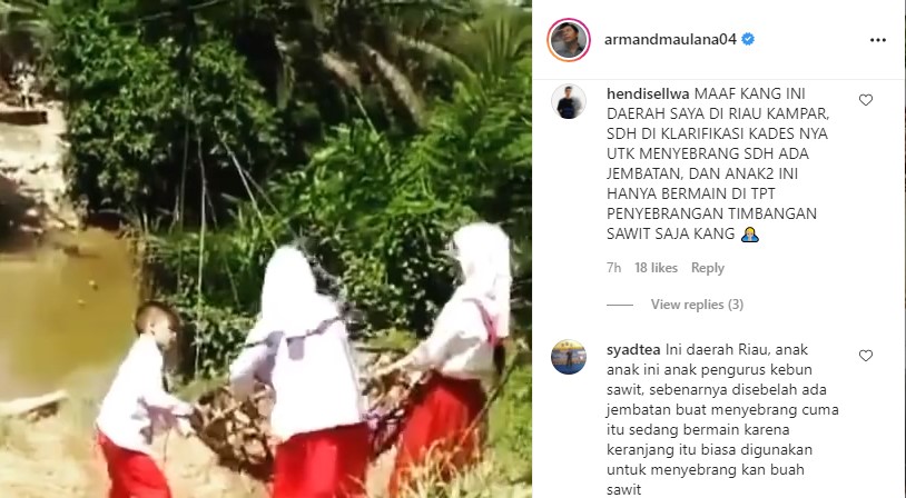 Unggah Foto Anak SD Menyeberang Sungai, Armand Maulana Ingatkan Diri Sendiri: Masih Mengeluh?