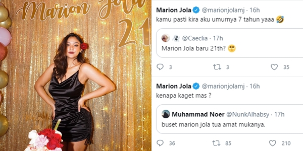 Rayakan Ulang Tahun ke-21, Warganet Sebut Muka Marion Jola Tua. Ditanggapi dengan Santai