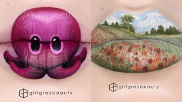 9 Lukisan di Bibir Karya Andrea Reed ini Kece Banget! Dari Taman Bunga Sampai Gurita, Ada~