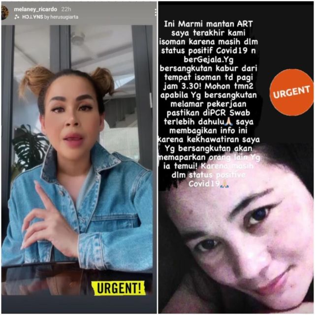 Diketahui Positif Covid-19, Melaney Ricardo Syok Saat Tahu Mantan ART-nya Kabur dari Tempat Isoman