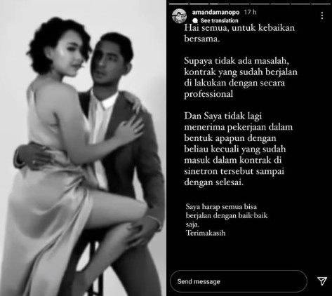 Kariernya Kerap Diurusi Warganet, Amanda Manopo Tak Mau Lagi Ambil Kontrak dengan Arya Saloka