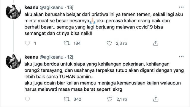 Minta Maaf Usai Postingan Positif Covid-19 Dihujat Warganet, Keanu Agl: Aku Betul-Betul Tidak Peka