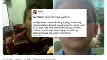 Adik yang Hilang 5 Tahun Lalu Akhirnya Ditemukan, Keajaiban “Twitter do Your Magic” Bikin Takjub