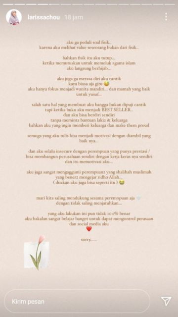 Unggah Bukti Istri Baru Alvin Faiz Hina Fisiknya, Larissa Chou: Value Seseorang Tidak Dilihat dari Fisik