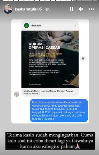 Keinginan Kesha Ratuliu Lahiran Secara Caesar Dikritik, Bantah Alasan Hanya Ingin Tanggal Cantik