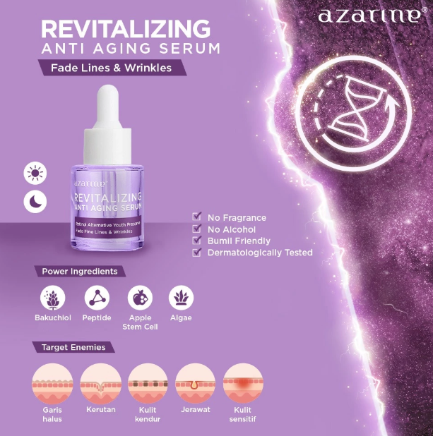 Rekomendasi 10 Serum Anti Aging Lokal. Ini nih Kunci Kulitmu Awet Muda Berkilau! 23 serum Azarine Revitalizing Anti Aging Serum