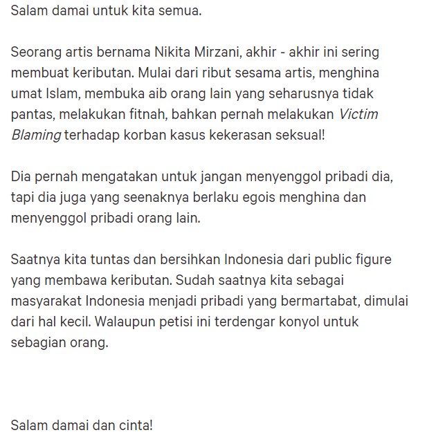 Petisi Boikot Nikita Mirzani Muncul, sang Artis Dianggap Menebar Kebencian dan Keributan