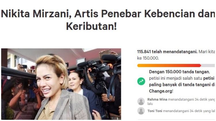 Petisi Boikot Nikita Mirzani Muncul, sang Artis Dianggap Menebar Kebencian dan Keributan