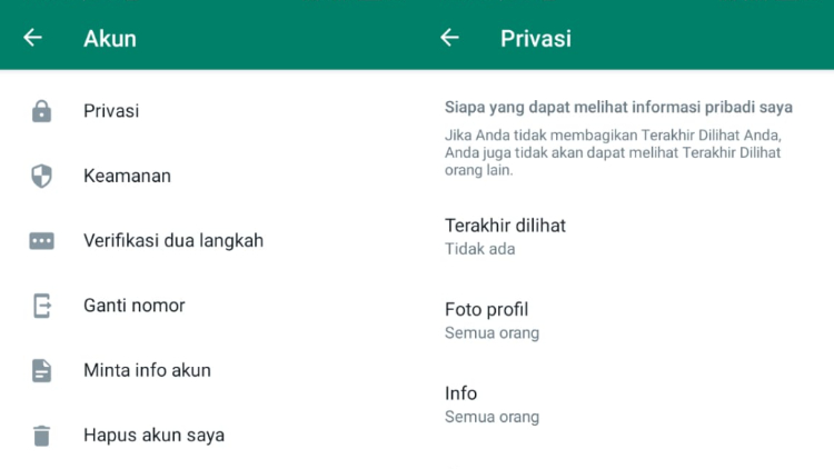 Cara menghilangkan online di WA