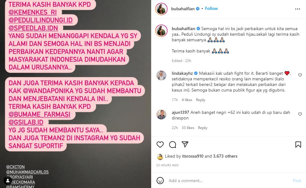 Bubah Alfian protes pedulilindungi