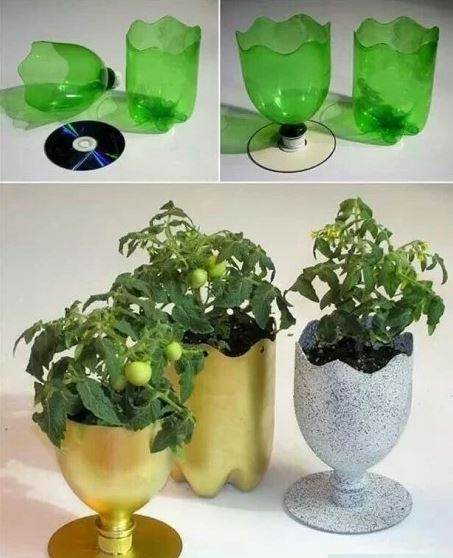 cara membuat pot bunga dari botol bekas
