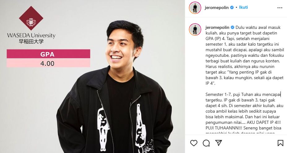Jerome Polin Lulus kuliah IP 4 di Tugas Akhir, Meski Sibuk Bikin Konten 5 Jerome Polin raih IP 4 di tugas akhir