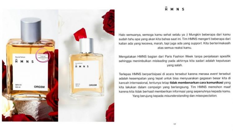 Parfum HMNS Minta Maaf Pernah Mengaku Tampil di Paris Fashion Week 2022